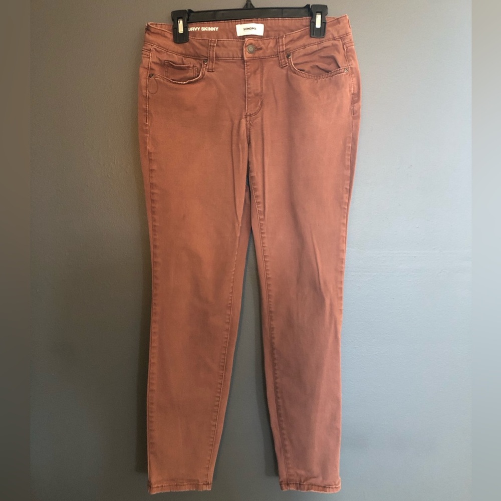Sonoma Goods For Life® Sateen Pants - Curvy Skinny - Size 8 - Chestnut Color
